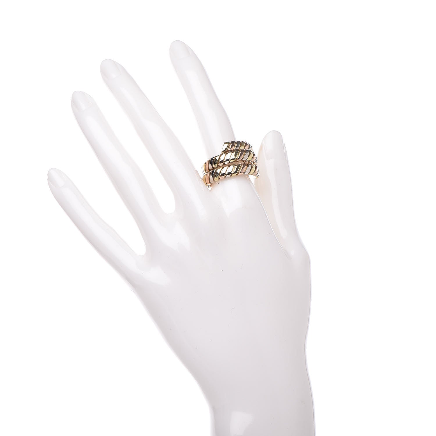 Bulgari 18K Rose Yellow White Gold Tubogas Ring 53 6.5 2 of 5