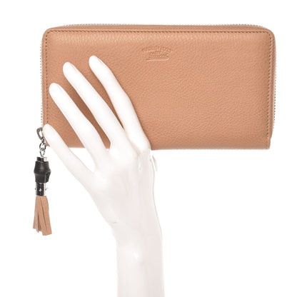 Gucci Cellarius Calfskin Bamboo Tassel Zip Around Wallet Camelia 2 of 9
