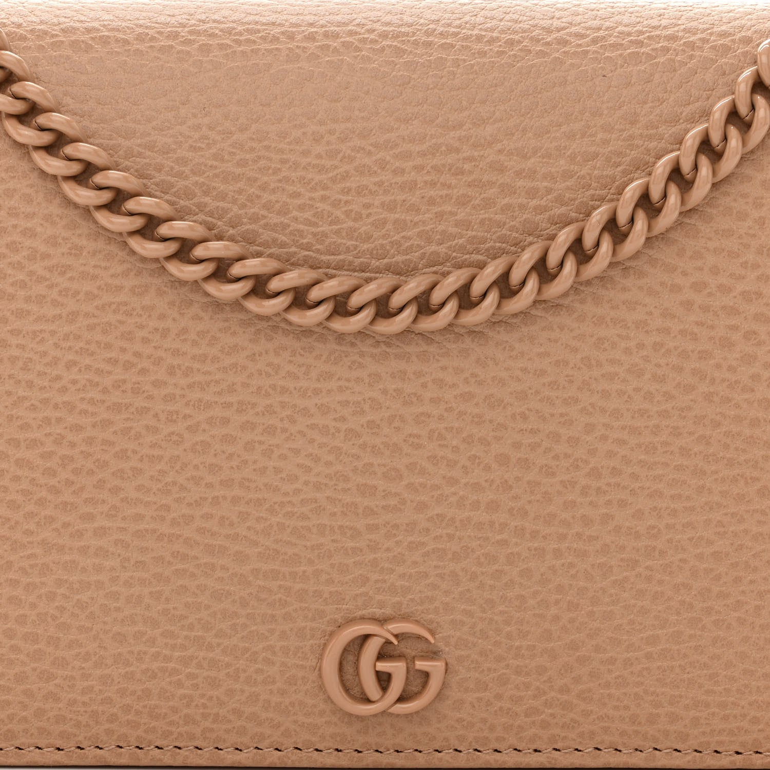 Gucci Dollar Calfskin Enamel Monochrome Mini GG Marmont Chain Wallet Camelia 7 of 10