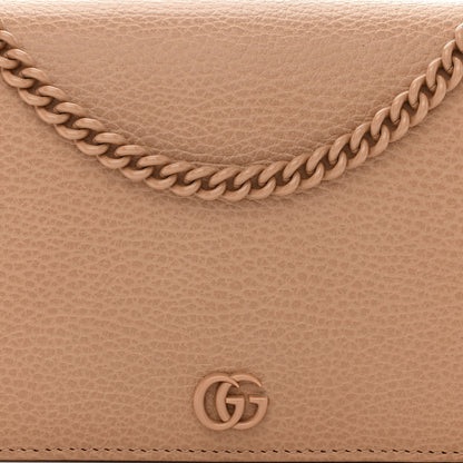 Gucci Dollar Calfskin Enamel Monochrome Mini GG Marmont Chain Wallet Camelia 7 of 10