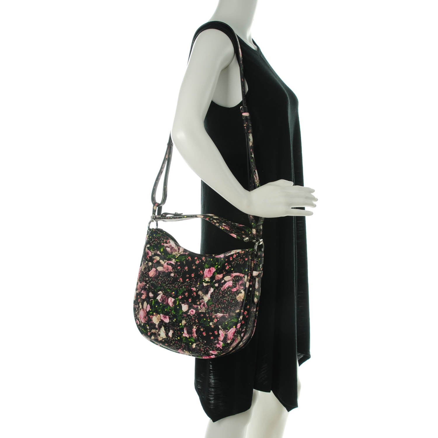 Givenchy Lambskin Roses Camouflage Print Small Obsedia Hobo Black 2 of 7