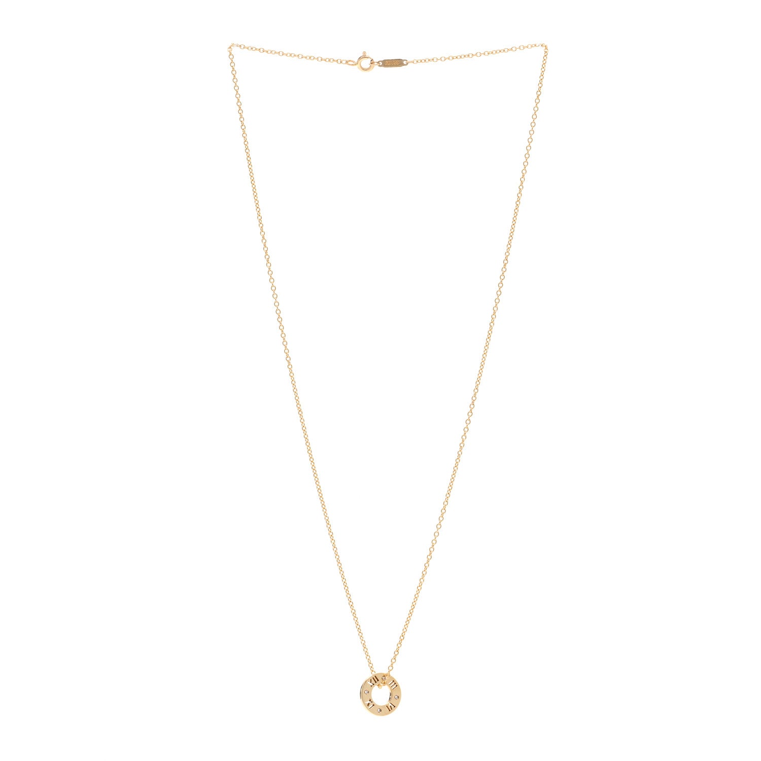 Tiffany 18K Yellow Gold Diamond Atlas Pierced Pendant Necklace 3 of 4