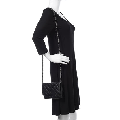 Chanel Lambskin Quilted Wallet On Chain WOC Black 2 of 15
