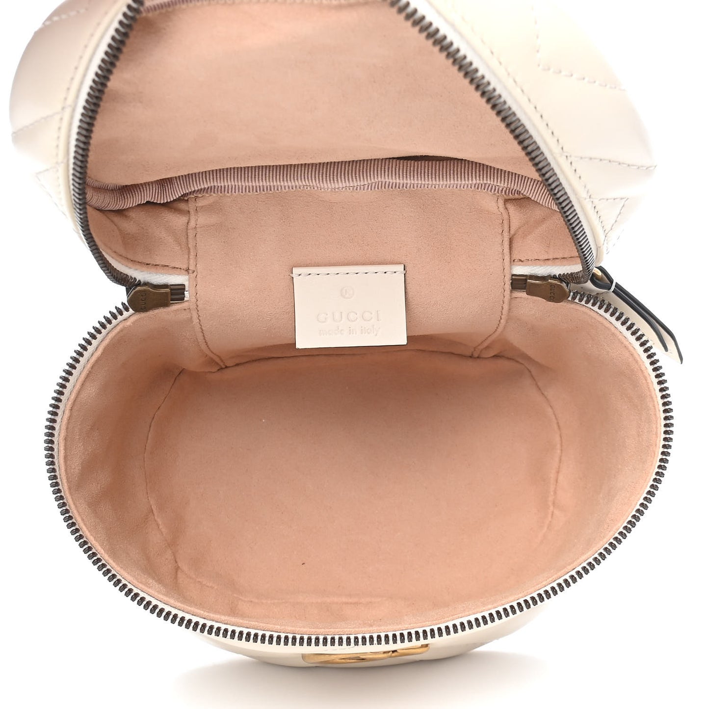 Calfskin Matelasse Mini GG Marmont Round Backpack White