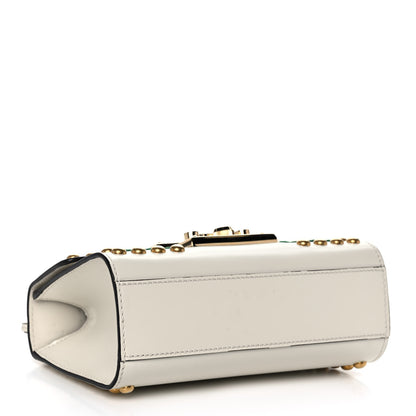 Gucci Calfskin Floral Embroidered Small Padlock Shoulder Bag White 4 of 14