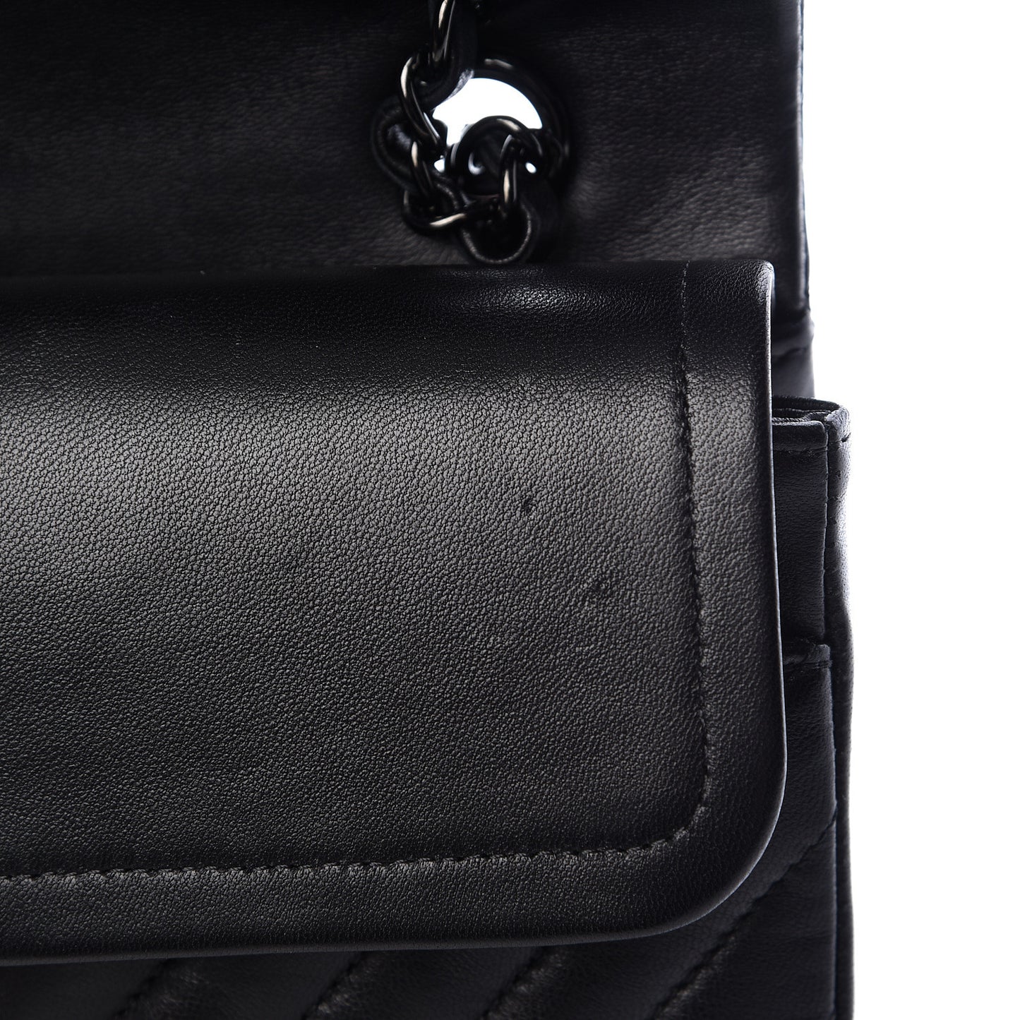 Lambskin Chevron Quilted Medium Double Flap So Black
