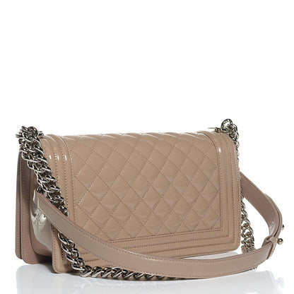 Chanel Patent Calfskin Medium Boy Flap Plexiglass Beige 3 of 8