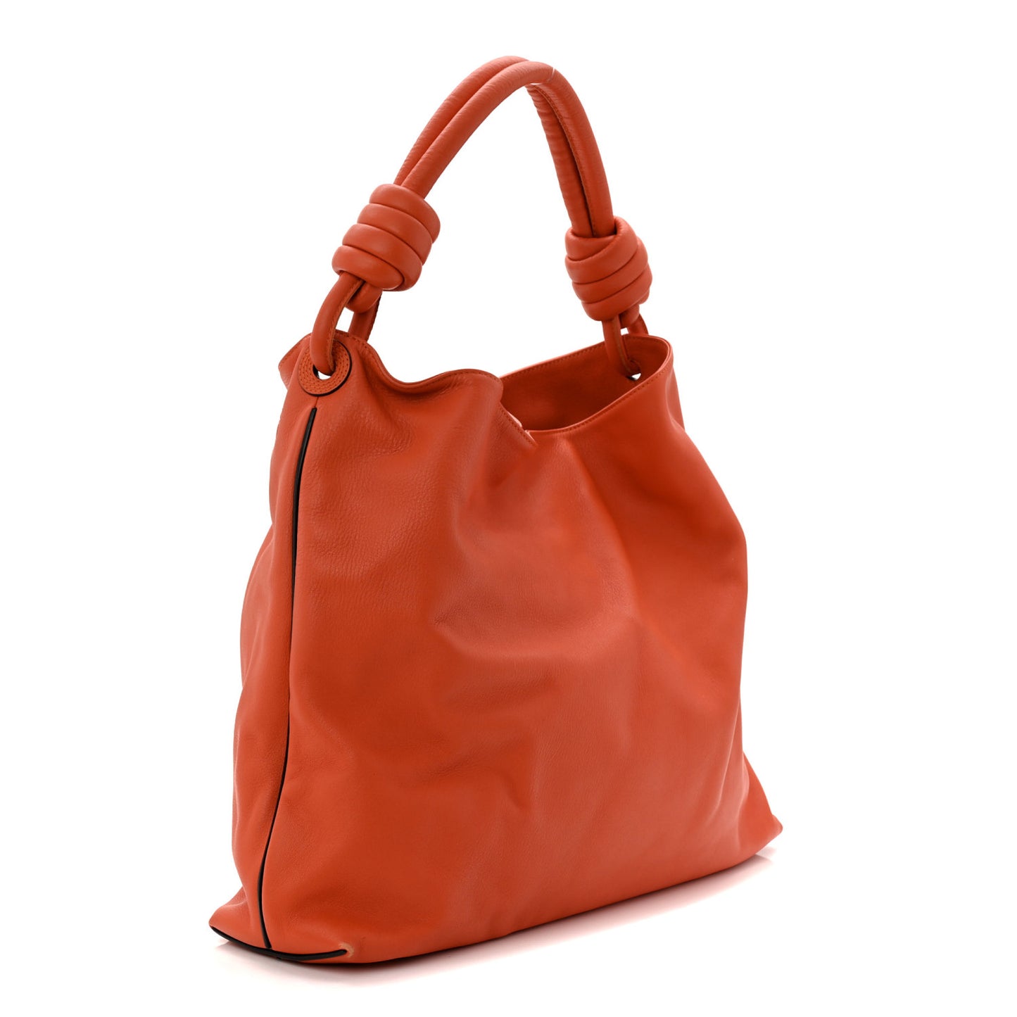 Calfskin Small Flamenco Knot Hobo Orange