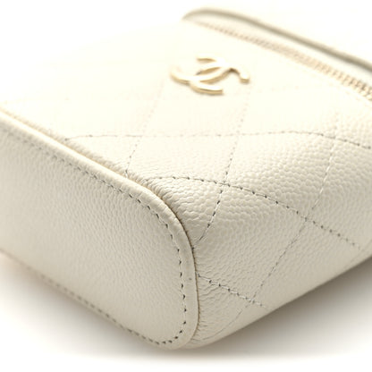 Chanel Caviar Quilted Small Handle With Care Vanity Case With Chain White 10 of 10