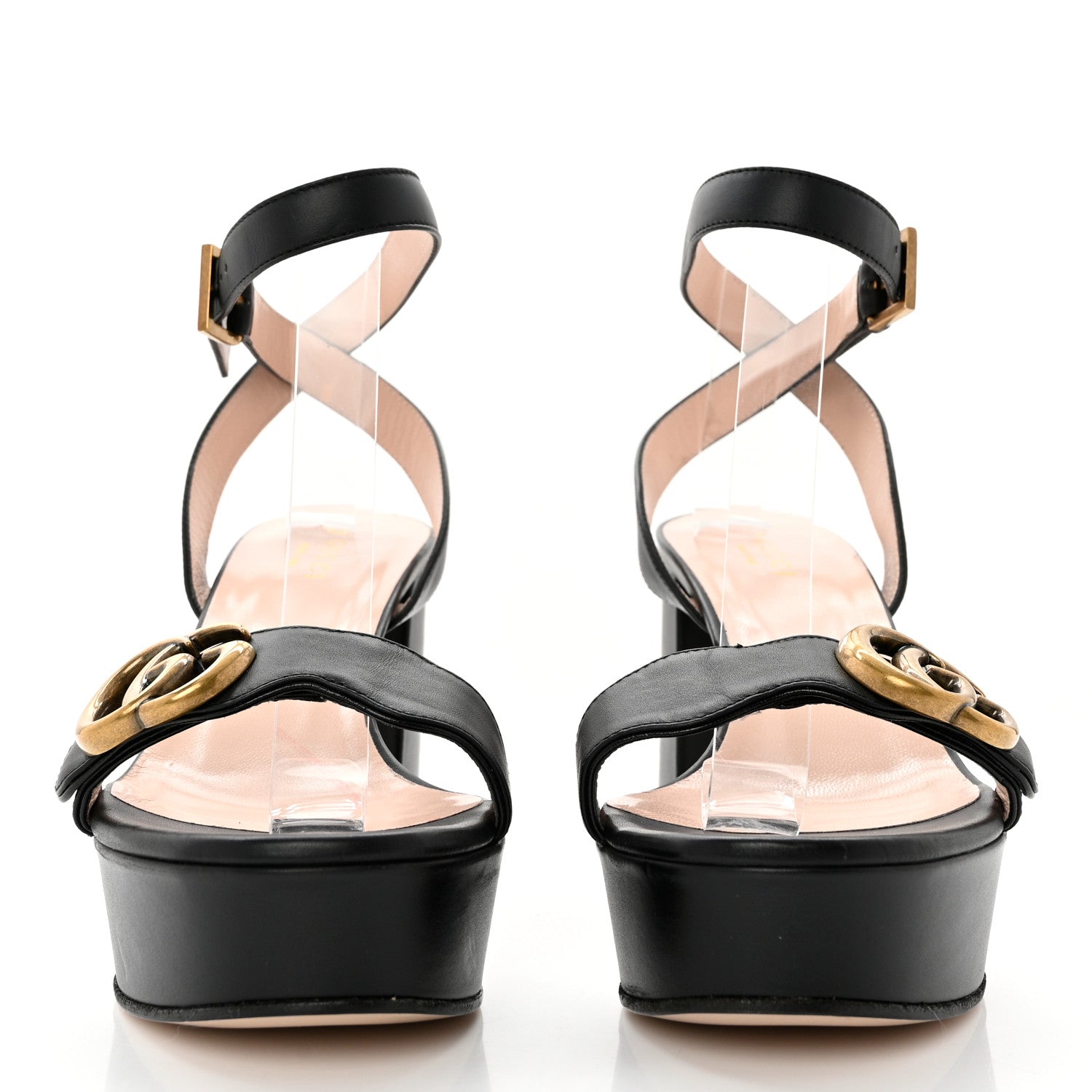 Gucci Calfskin GG Marmont Ankle Wrap 30/85mm Platform Sandals 36 Black 2 of 7