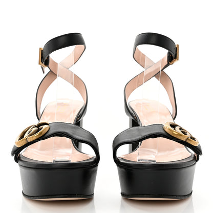 Gucci Calfskin GG Marmont Ankle Wrap 30/85mm Platform Sandals 36 Black 2 of 7