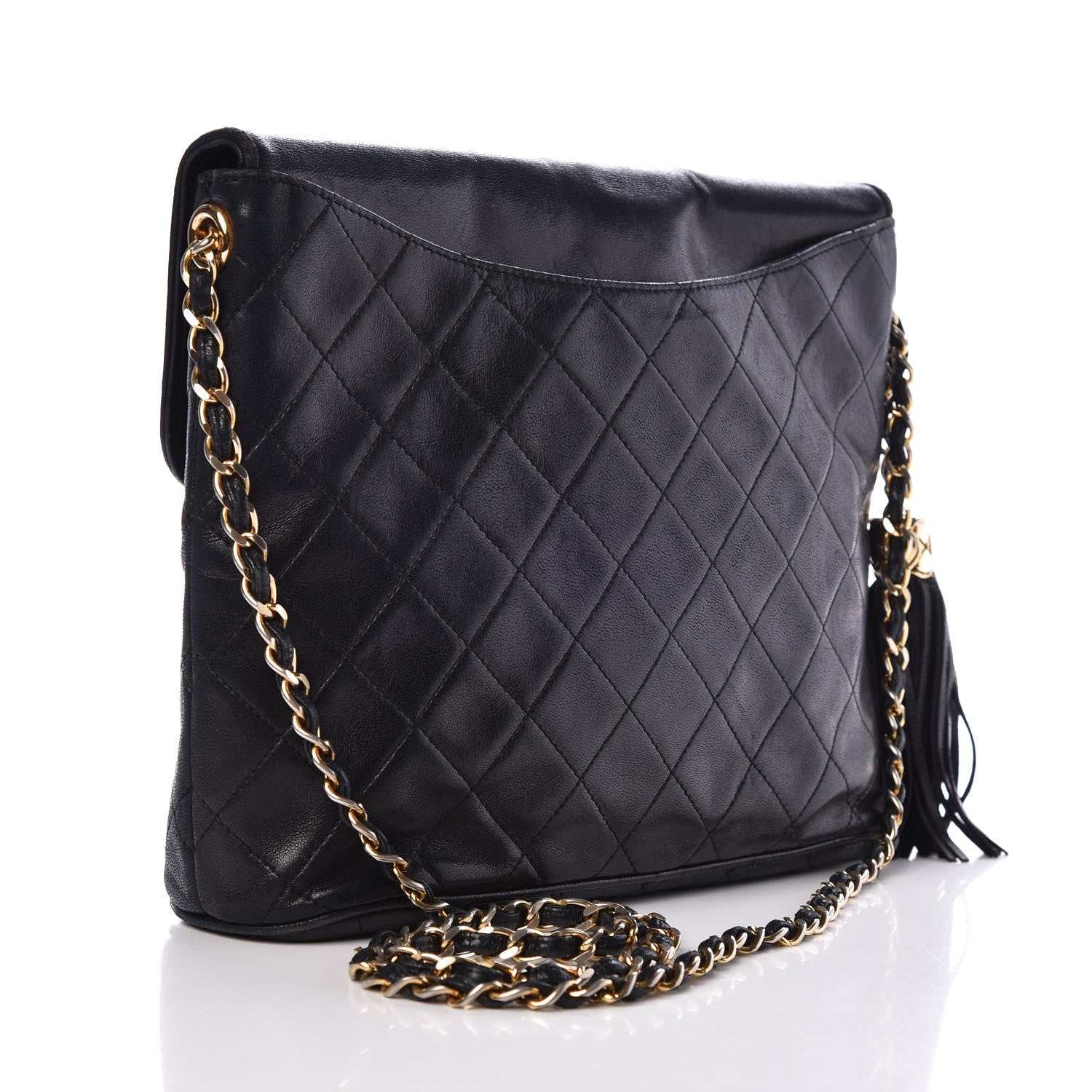 Chanel Lambskin Quilted CC Tassel Flap Black 3 of 9