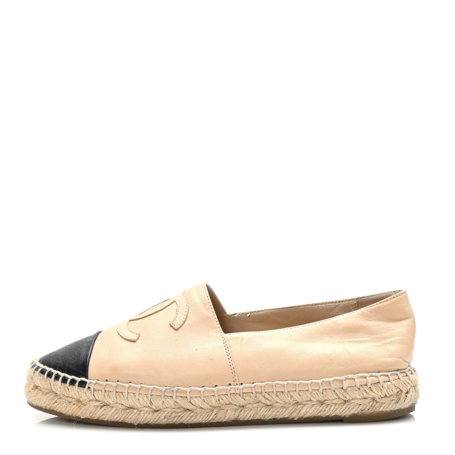 Lambskin CC Espadrilles 36 Beige Black