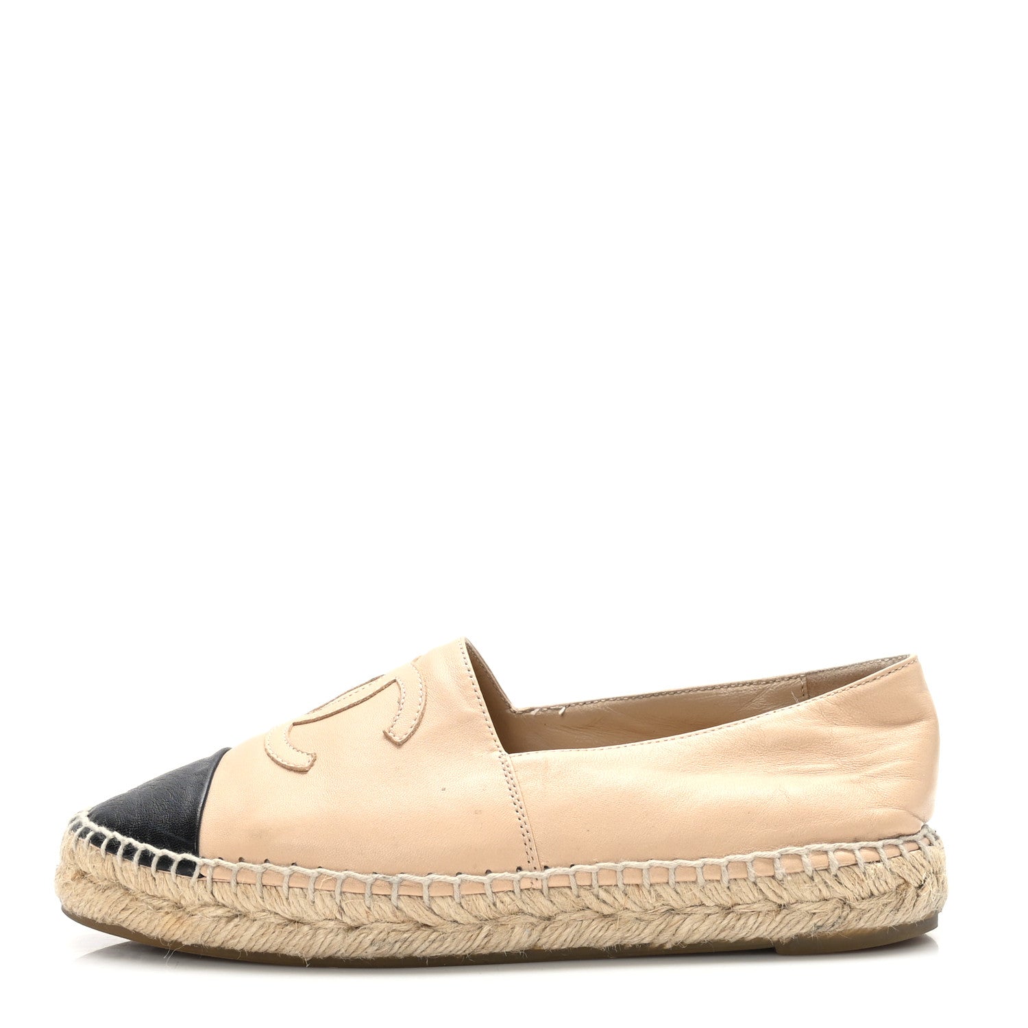 Chanel Lambskin CC Espadrilles 36 Beige Black 1 of 8