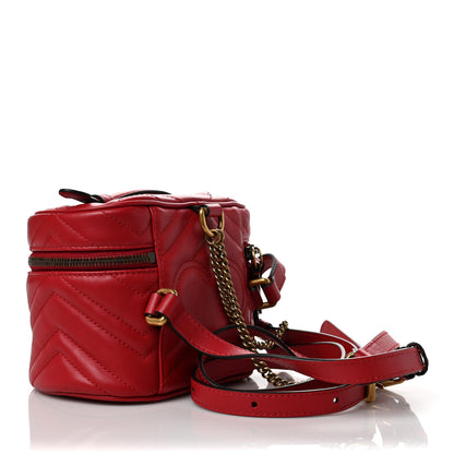 Gucci Calfskin Matelasse Mini GG Marmont Round Backpack Hibiscus Red 3 of 9