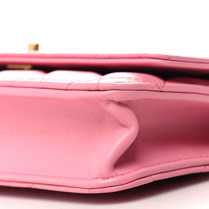 Chanel Lambskin Quilted Multicolor Top Handle Wallet On Chain WOC Light Pink 11 of 12