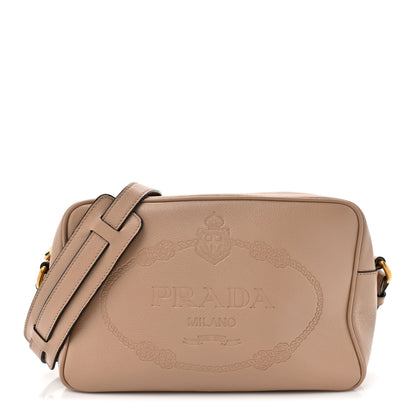 Prada Glace Calfskin Embossed Logo Crossbody Cammeo 1 of 9