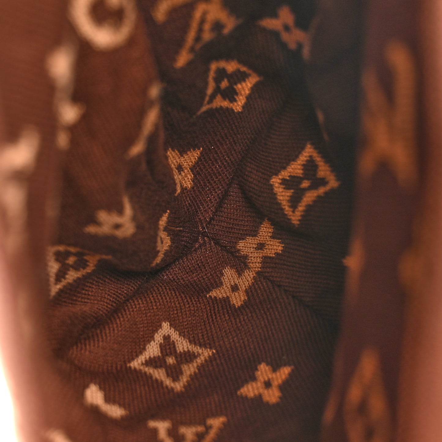 Cotton LV Fit Monogram Reversible Beanie Brown