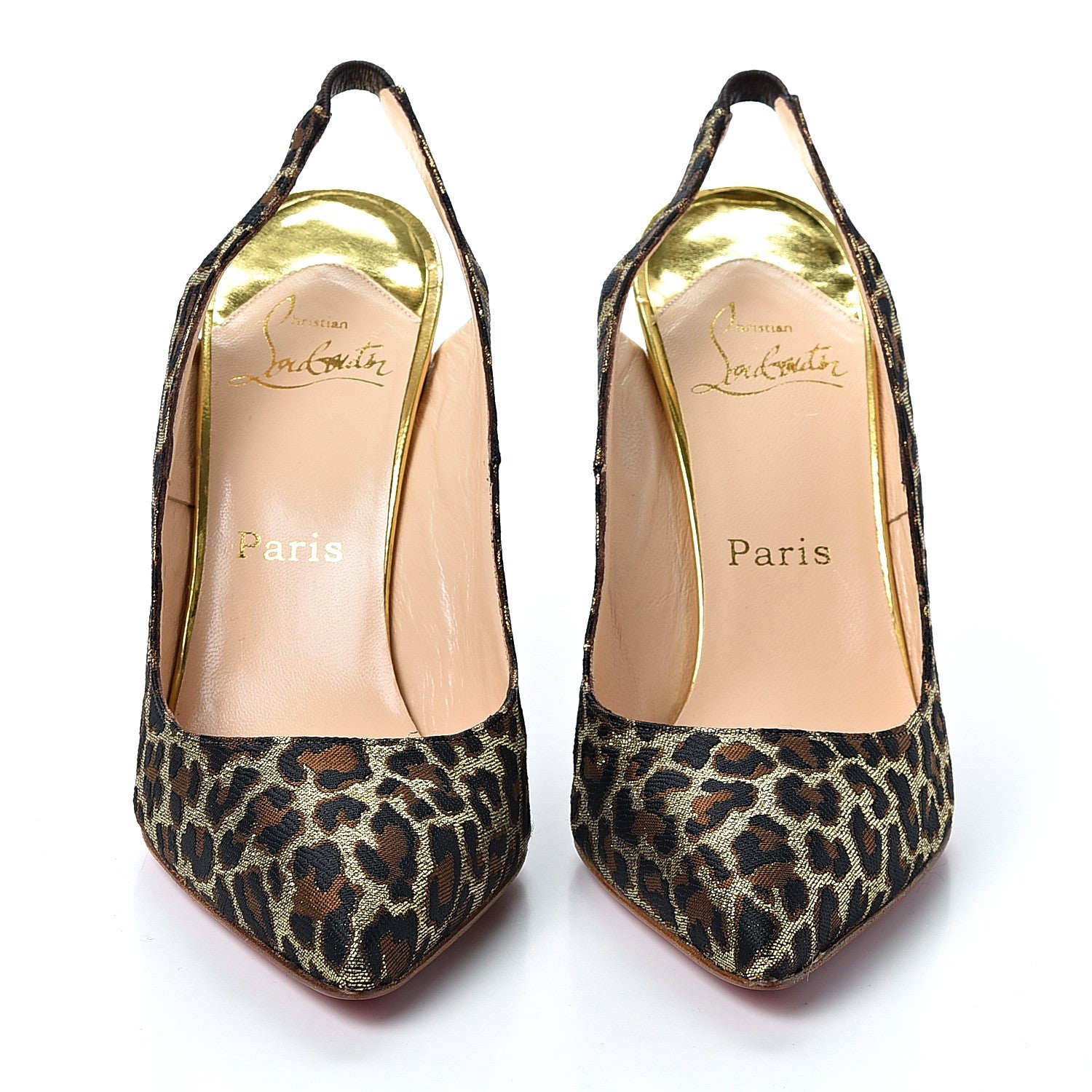 Christian Louboutin Jacquard Leopard Print Slingback 120 Pumps 37.5 2 of 8