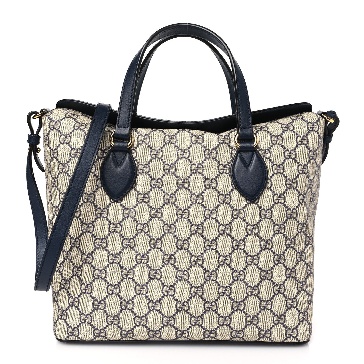 Gucci GG Supreme Monogram Linea A Foldover Tote Beige Blue 1 of 12