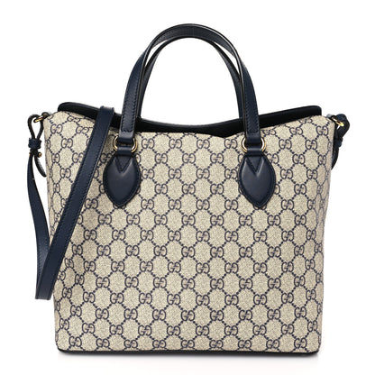 Gucci GG Supreme Monogram Linea A Foldover Tote Beige Blue 1 of 12