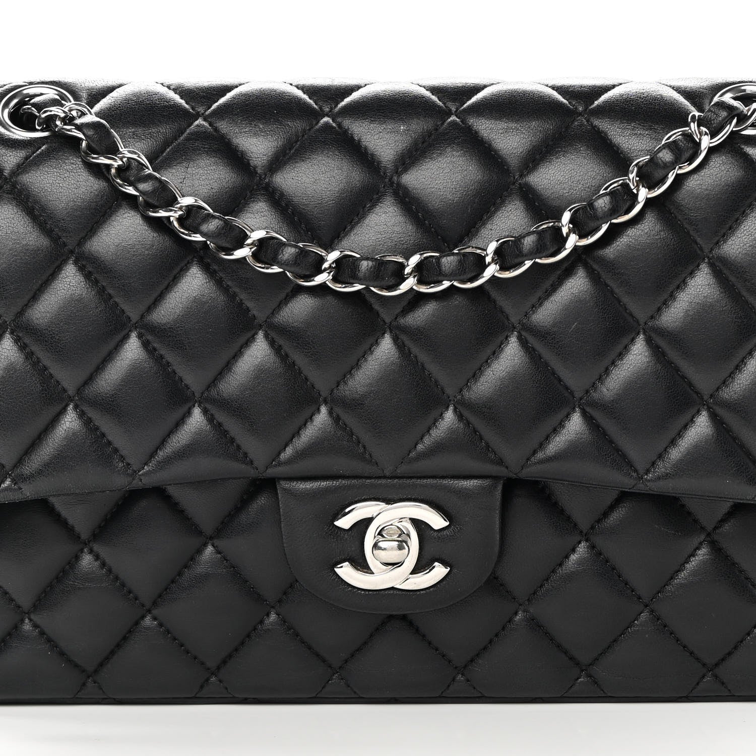 Chanel Lambskin Quilted Medium Double Flap Black 8 of 21