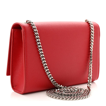 Saint Laurent Grain De Poudre Small Monogram Kate Satchel Red 2 of 10