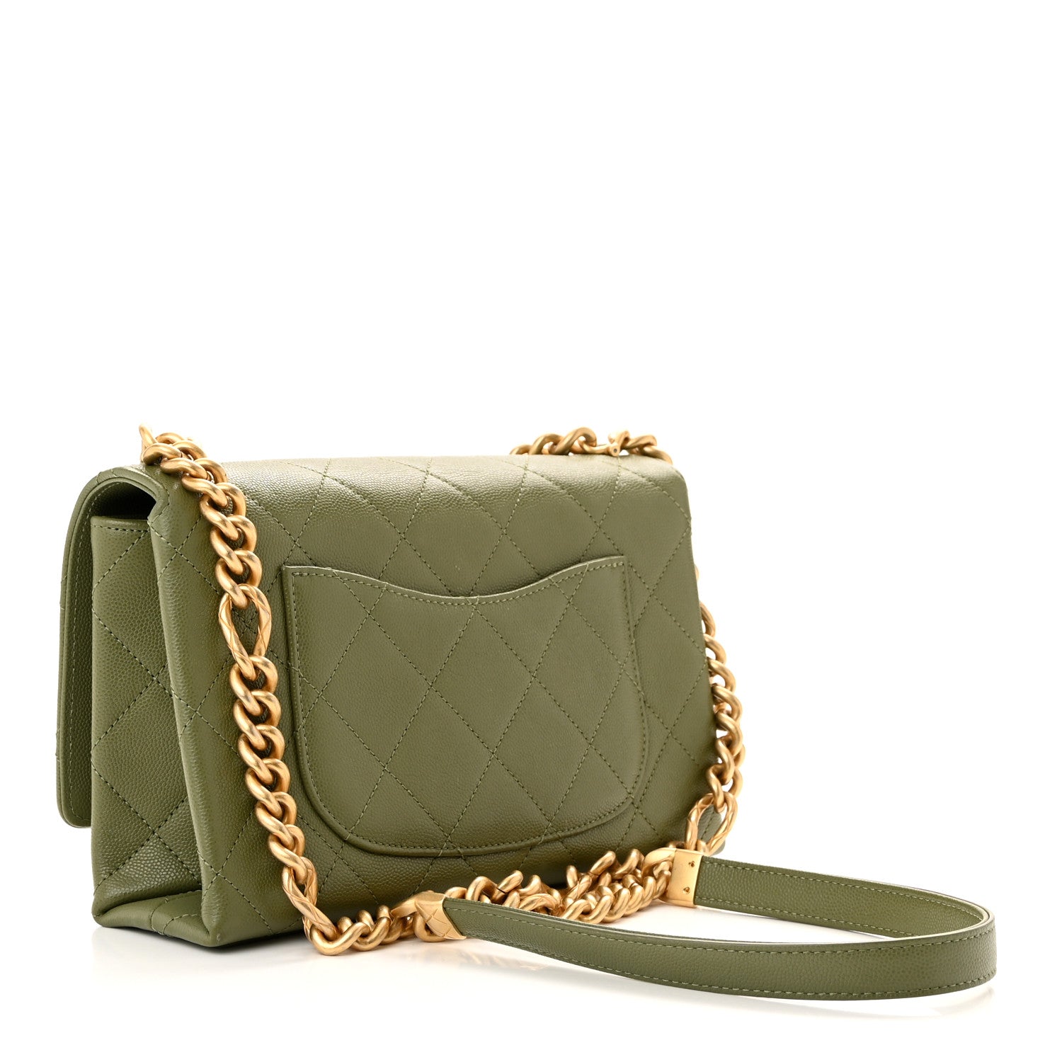 Chanel Caviar Quilted Bracelet On Chain Flap Green 3 of 10