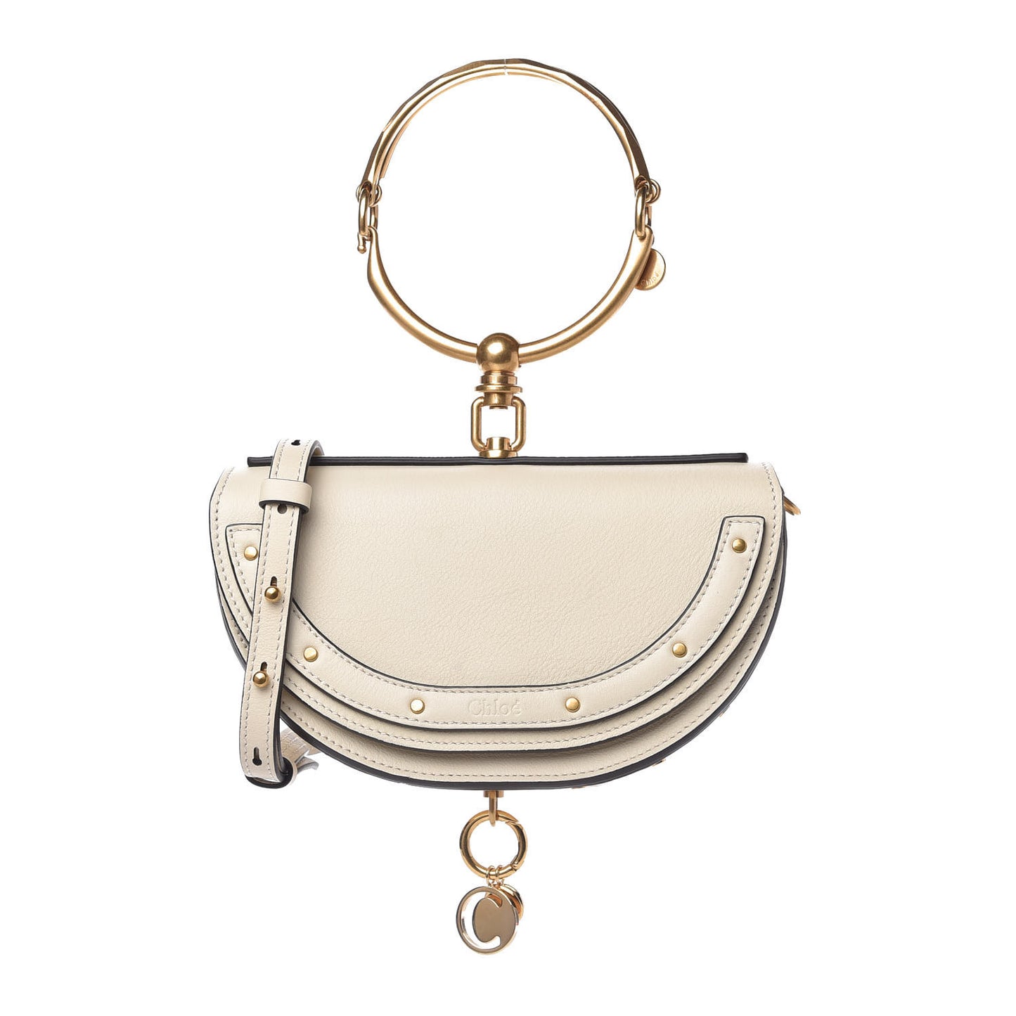 Calfskin Small Nile Bracelet Minaudiere Bag Off White