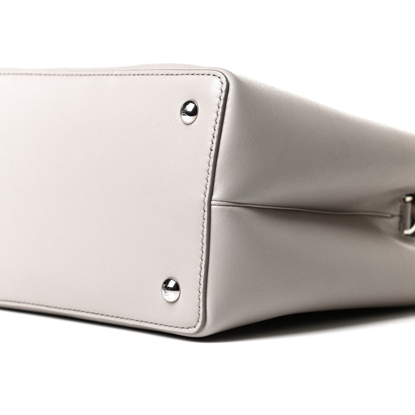 Vitello Dolce Fox Goat Bi-Color Sad Eyes Mirror Charm Petite 2Jours Tote Grigio Polvere Black