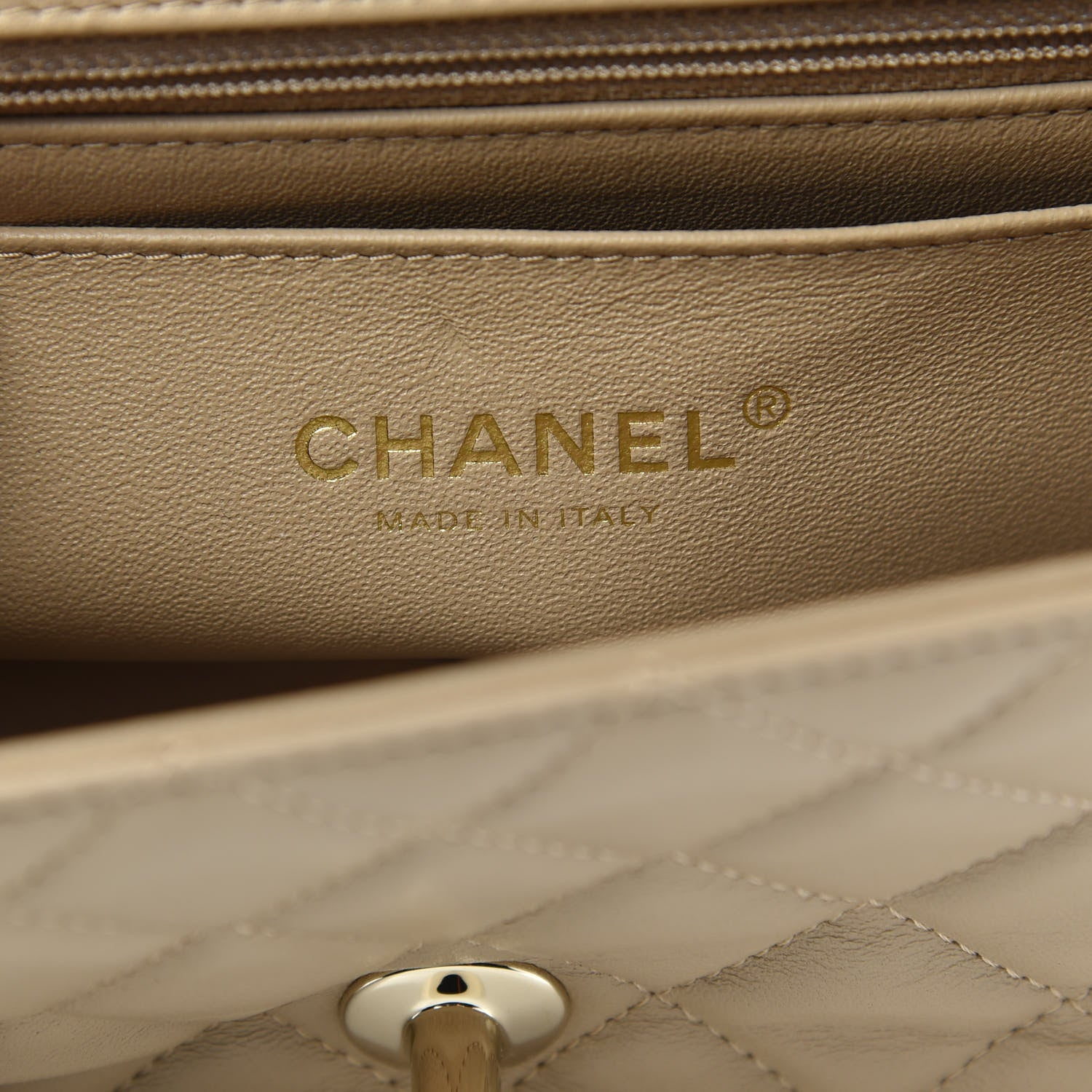 Chanel Lambskin Quilted Mini Rectangular Flap Dark Beige 6 of 10