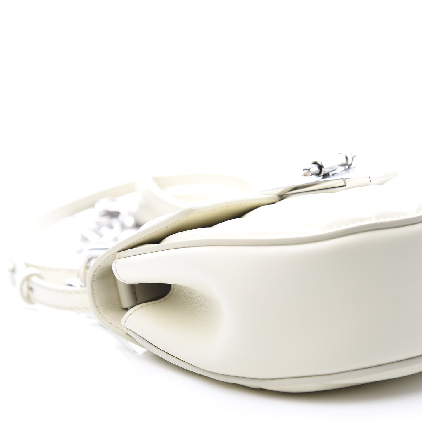 Calfskin Quilted Mini Drew Bijou Shoulder Bag Natural White