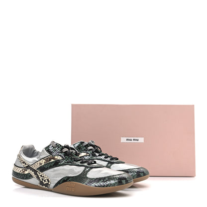 Miu Miu Nylon Technical Ayers Pitone Gymnasium Sneakers 39 Nube Abete 10 of 10