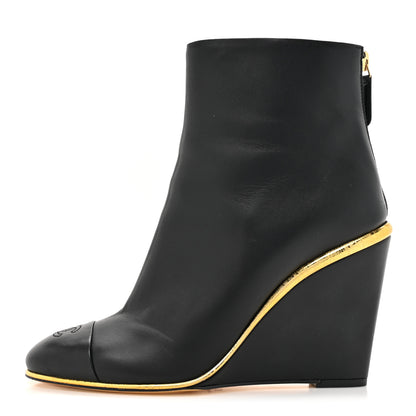 Chanel Lambskin Cap Toe Open Wedge 38 Black 1 of 10