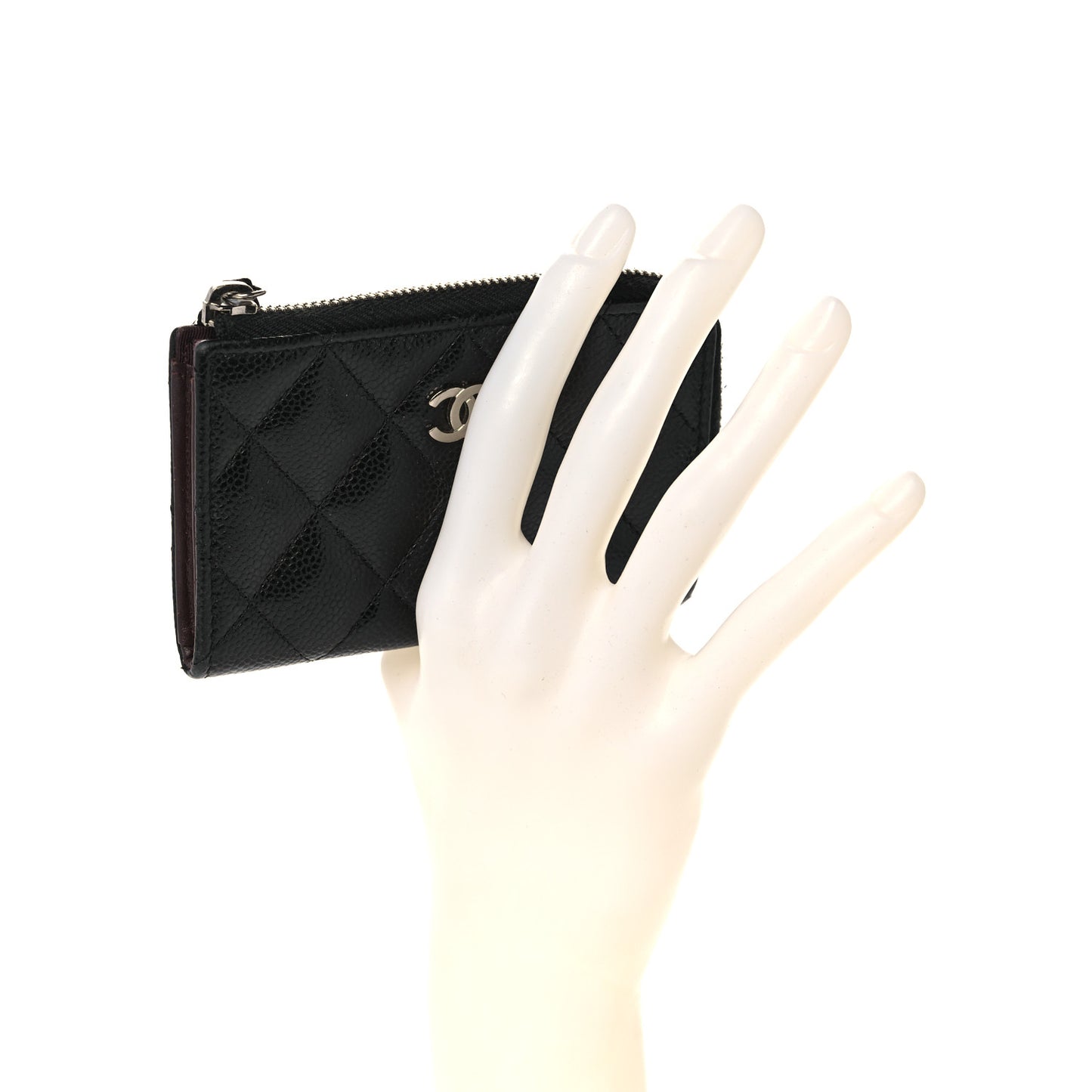Caviar Quilted Zipped Key Holder Case Black