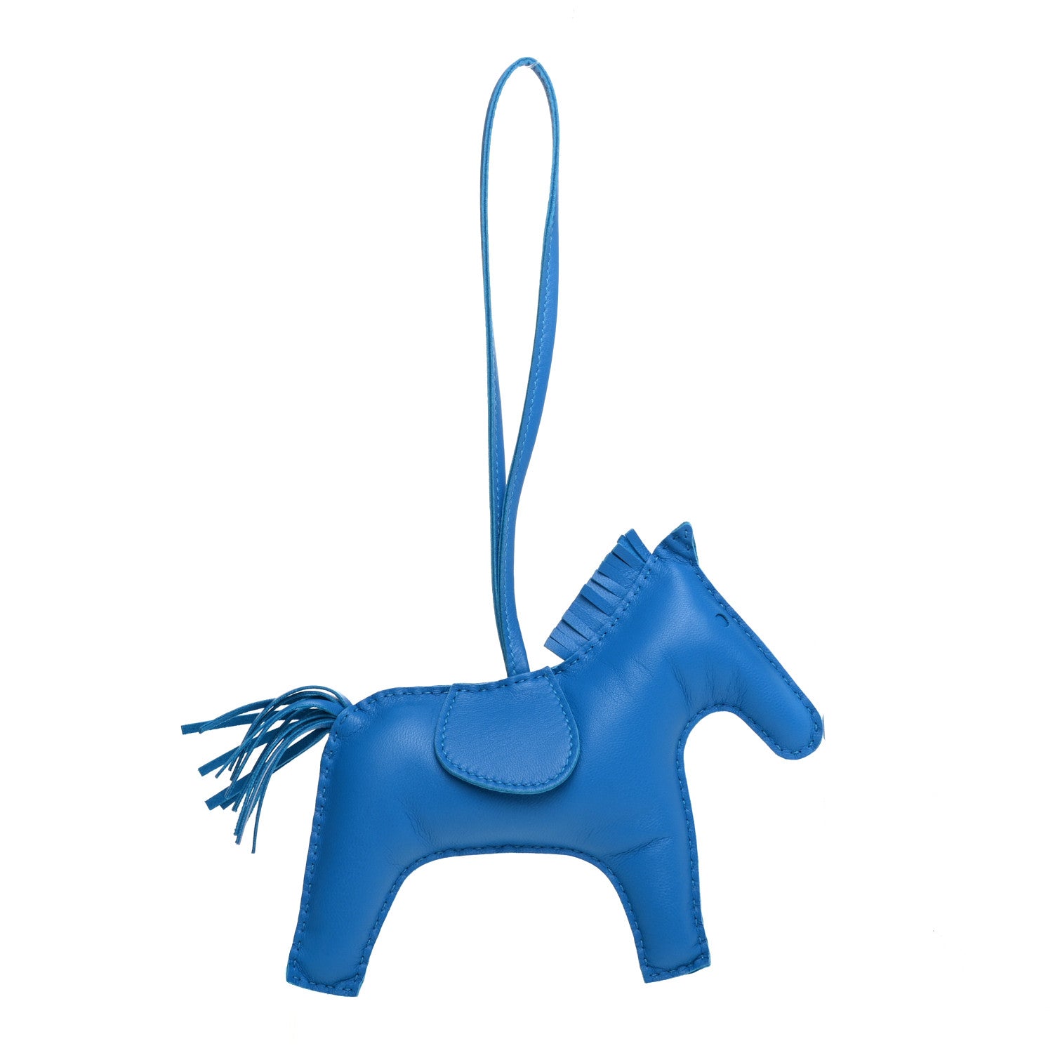 Hermes Milo Lambskin Grigri Rodeo Horse Bag Charm GM Bleu Zanzibar 1 of 6