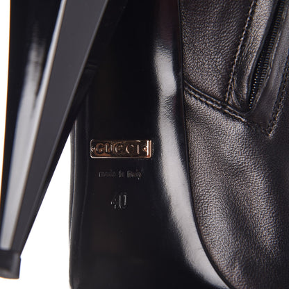 Gucci Nappa Kid Scamosciato Elastic Olimpia Open Toe Booties 40 Black 8 of 11