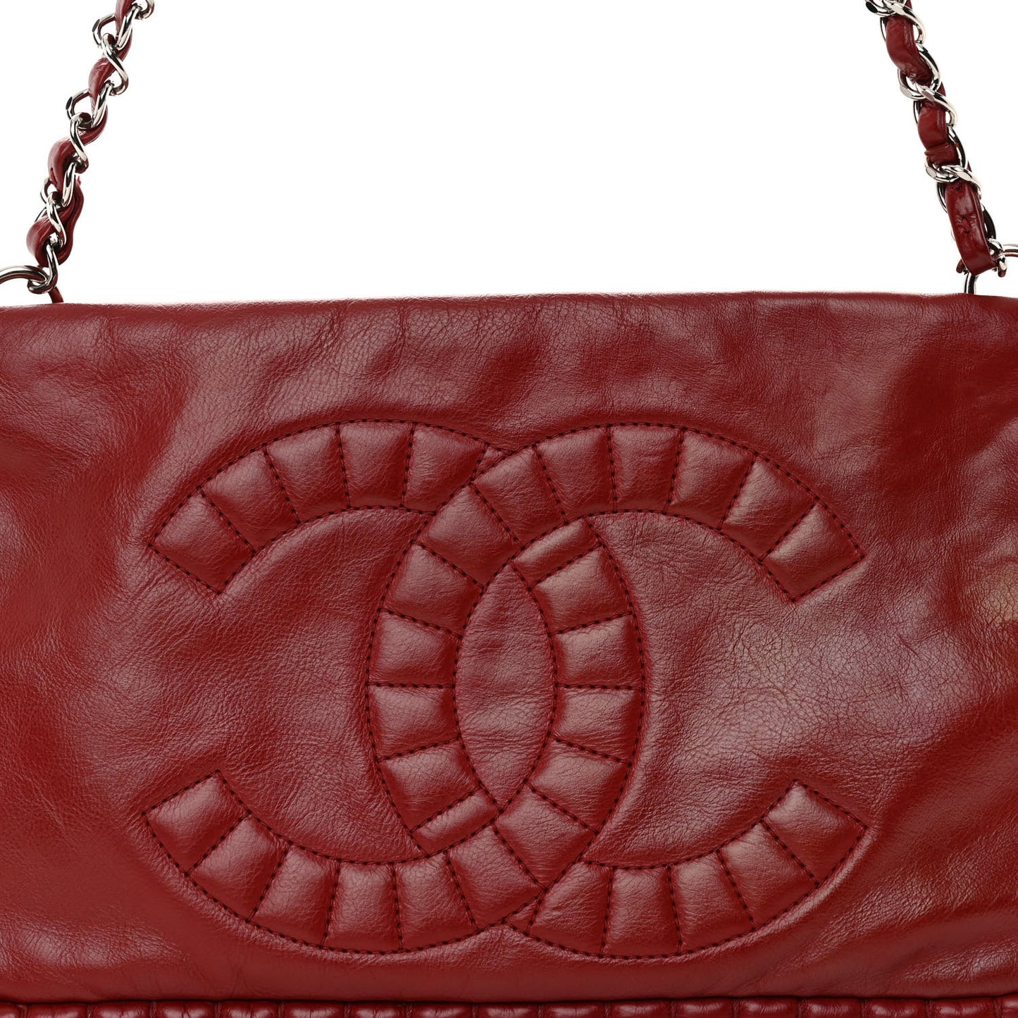 Calfskin On the Bund Pochette Dark Red