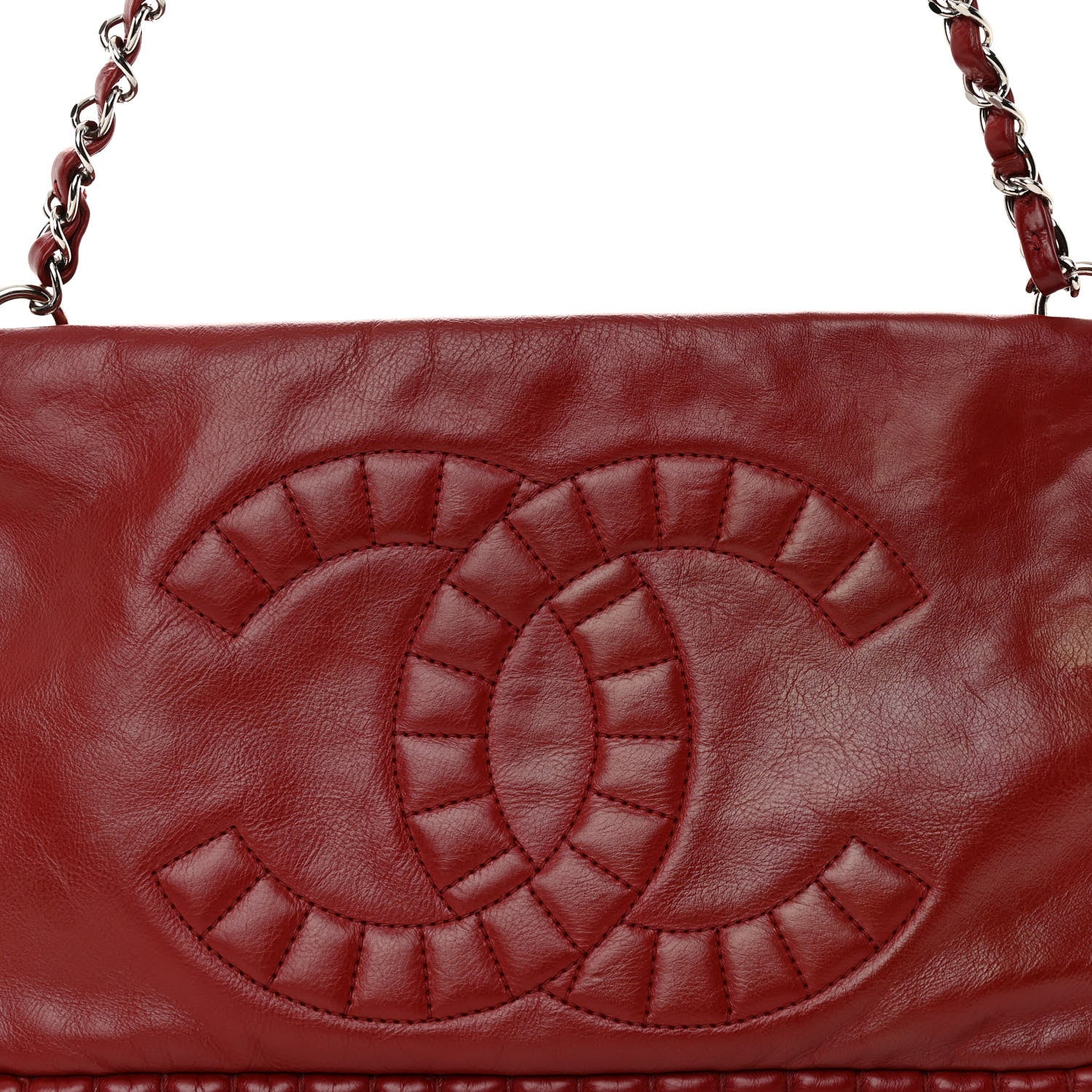 Chanel Calfskin On the Bund Pochette Dark Red 7 of 9