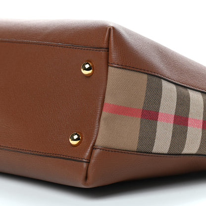 Burberry Derby Calfskin House Check Medium Welburn Tote Tan 11 of 11