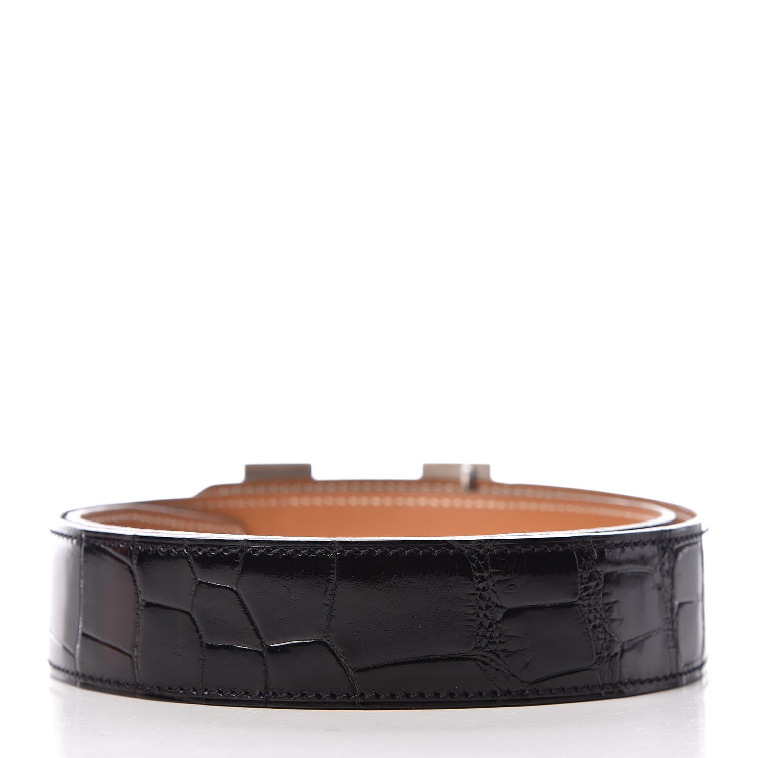 Hermes Shiny Alligator 32mm H Belt 70 Black 3 of 8