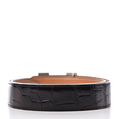 Hermes Shiny Alligator 32mm H Belt 70 Black 3 of 8