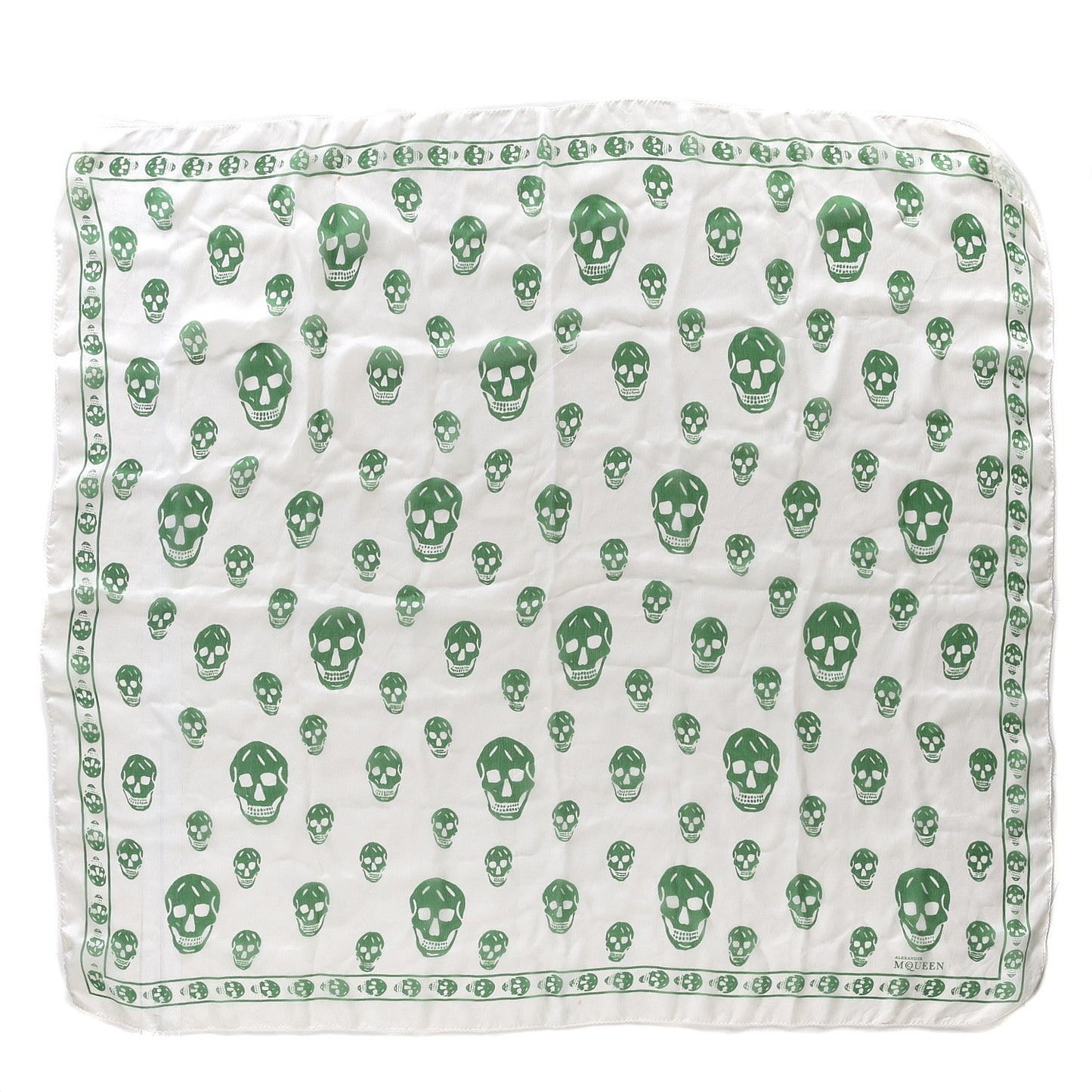 Silk Chiffon Skull Scarf Ivory Green