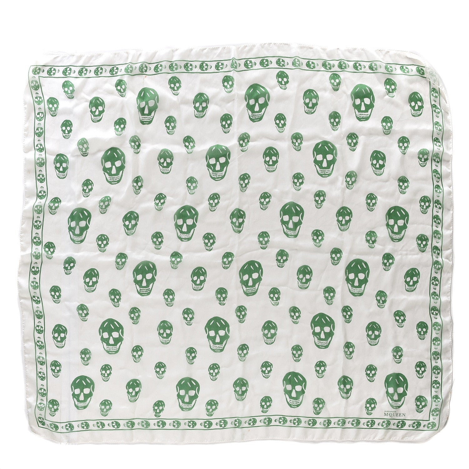 Alexander McQueen Silk Chiffon Skull Scarf Ivory Green 1 of 4
