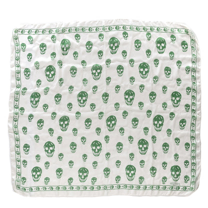 Alexander McQueen Silk Chiffon Skull Scarf Ivory Green 1 of 4