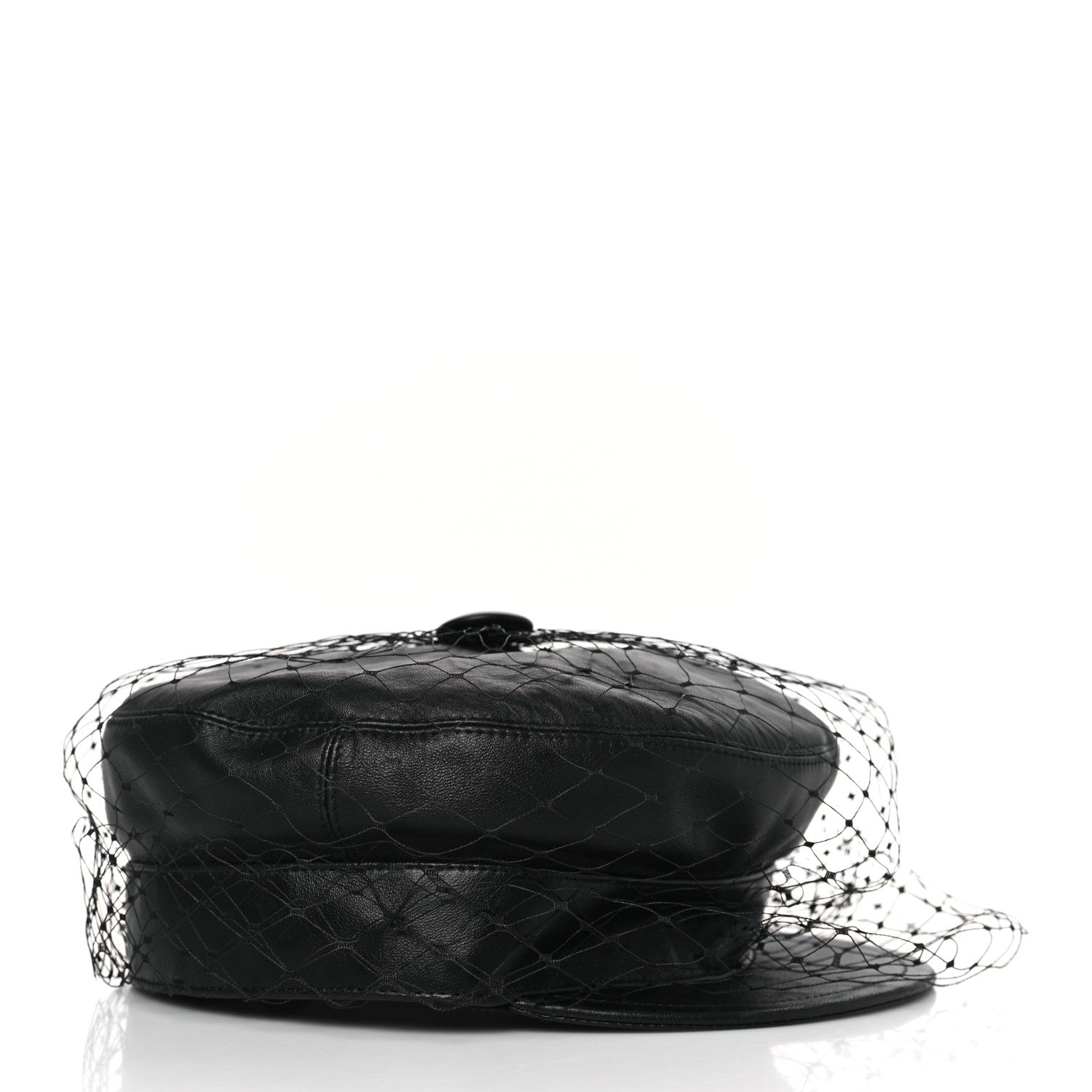 Christian Dior Lambskin Arty Beret Cap with Veil 59 Black 4 of 8