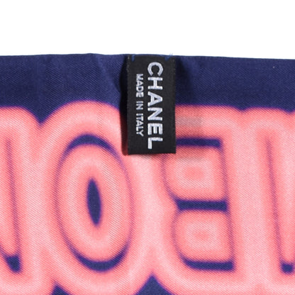 Chanel Silk Neon CC Bandeau Scarf Blue Multicolor 3 of 3