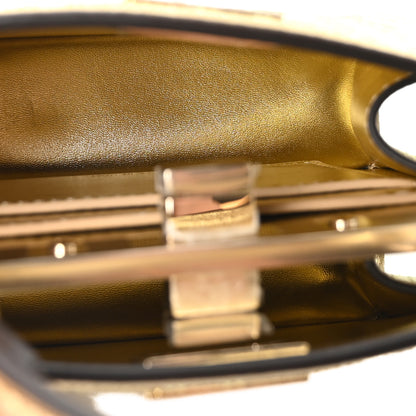 Fendi Crystal Vitello Laminato FF Petite Peekaboo I SEE U Satchel Crystal Platinum Light Gold 5 of 9