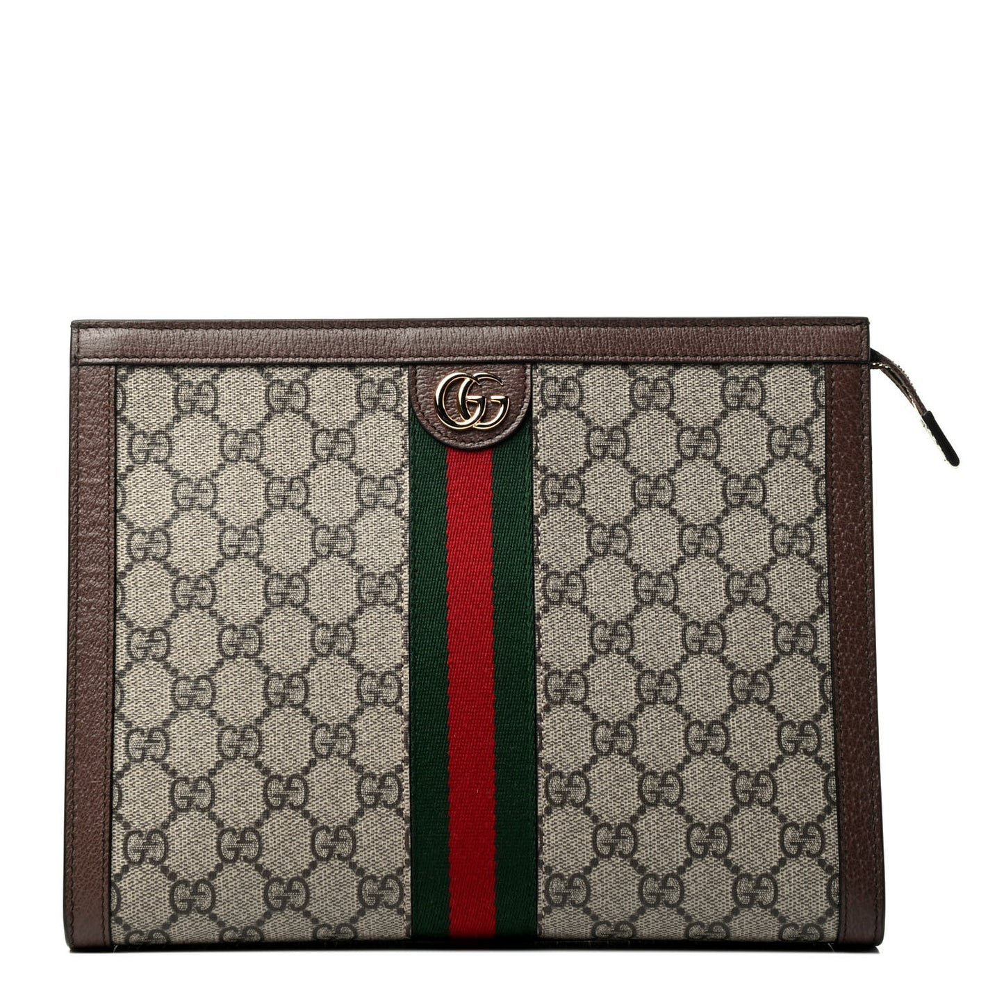 GG Supreme Monogram Web Ophidia Pouch Brown