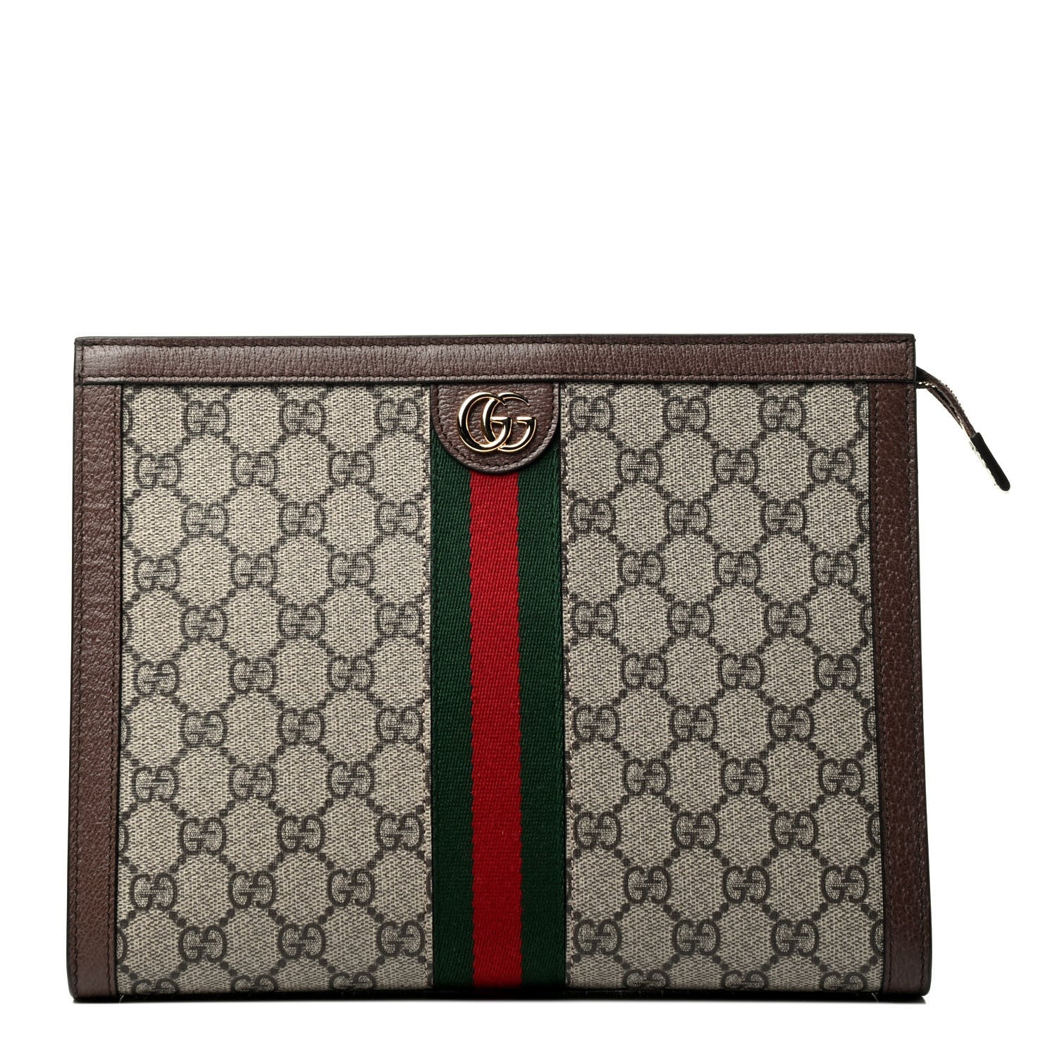 Gucci GG Supreme Monogram Web Ophidia Pouch Brown 1 of 4